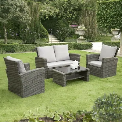 £239.96 • Buy GSD Rattan Garden Furniture 4 Piece Patio Set Table Chairs Grey Black Or Brown