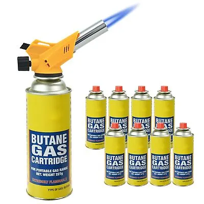 Refillable Butane Gas Blow Torch Micro Welding Brazing Burner 8 GAS CANISTERS • £18.99