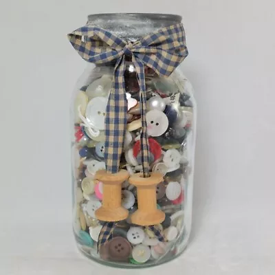 Vintage Mixed Lot Buttons In A Magic Mason Jar With Zinc Lid 7  • $21.95