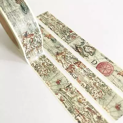 Map Washi Tape | Vintage Paper Stationery Craft | 15mm X 10m | Journalling • £4.25