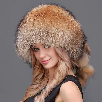 Luxury Genuine Raccoon Skin Fur Shapka Ushanka Hat Pelt Fluffy Hat For Women Men • $109.83