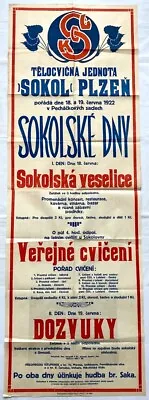 Original Vintage Poster SOKOL - SPORT - CEREMONY - DAYS - CZECHOSLOVAKIA - 1922 • $299