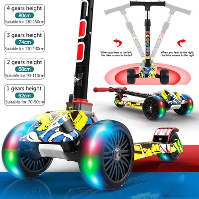 £22.99 • Buy Kids Scooter LED Light Up 3 Wheel Push Child Kick Flashing Adjustable Folding