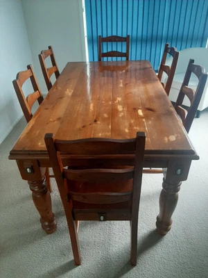 $30 • Buy Dining Tables And  Six Chairs. Used. Timber. 1800mm X 900mm. Good Condition.