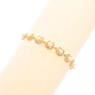Mikimoto Pearl Bracelet K18 Yellow Gold Chain Length 17.5cm Flower Charm 8mm • $1350