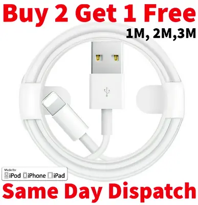 1-2-3 M  IPhone Charger  Cable USB Lead IPhone  5 6 7 8 X XS XR • £2.60