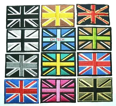 Embroidered Iron On UK Flag Patch Sew On Union Jack British Badge Various Colour • £2.59