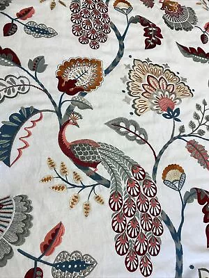 Jane Churchill Fabric Azara Jaipur Peacock Red Slate Curtains/blinds/ 15m • £45