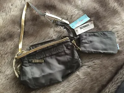 Ollie & Nic Khaki Small Shoulder Bag & Detachable Inner Purse. Gold Lining BNWT • £12
