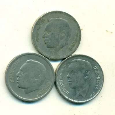 3 DIFFERENT 1 DIRHAM COINS From MOROCCO (1965 1974 & 1987) • $2.50