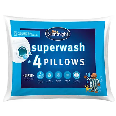 Silentnight Superwash Pillows 4 Pack Bed Deluxe Fibres Hotel Quality Supportive • £29.99