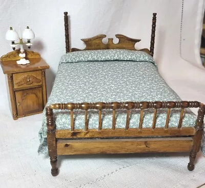 Dollhouse Miniature Lovely Spindle Bed Master Bedroom Set 1:12 Scale • $24