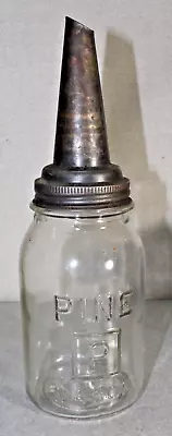 Vintage Glass Oil Bottle With Metal Spout Pine Mason Jar • $19.99