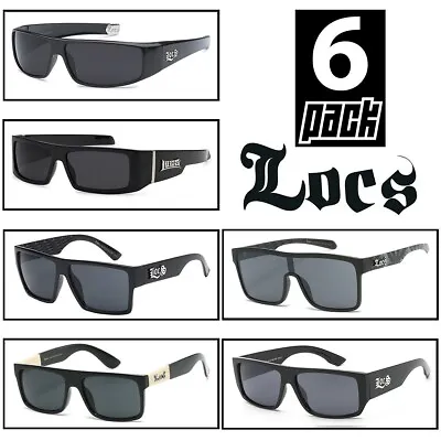 6 Pack  FLAT TOP  LOCS Sunglasses | BLACK Hardcore Gangster Cholo Mens Lowriderz • $29.95