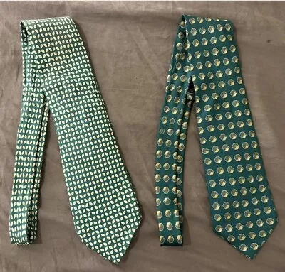 $☆●Expensive Kiton Lot Of 2 Green & Yellow Geometric Atomic Silk Ties $879 New●☆ • $296.96