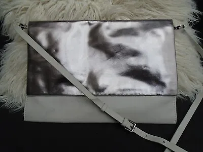 Zara Basic Collection Silver And Dove Grey Clutch/Shoulder/Crossbody Bag • £14