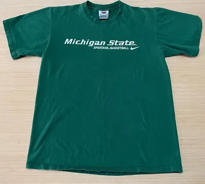 Vintage Nike 2-Sided Michigan State Spartans Basketball T-Shirt Adult Medium • $14.99