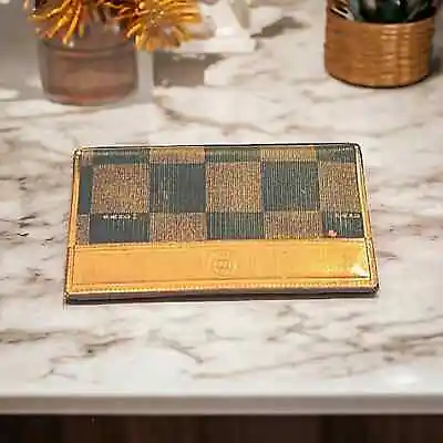 FENDI Check Book COVER Vintage Authentic Flat Checkbook Wallet Checkered Italy • $78.30