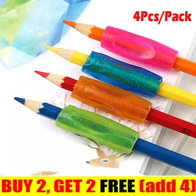 £2.95 • Buy 4Pcs Children Pen Pencil Grip Corrector Silicone Hand Writing Aid Gripper