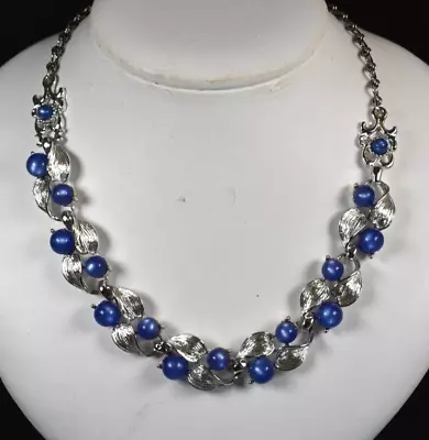 Vintage New Old Stock Blue Moonglo Silver Tone Choker Necklace 16.5  • $12.95