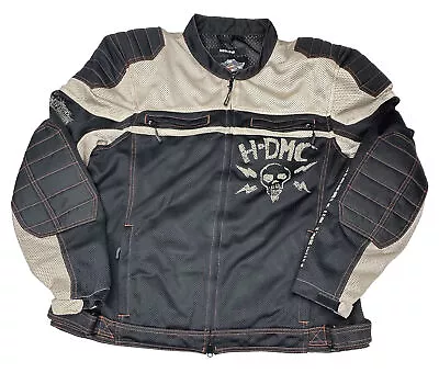 Harley Davidson Men Ghost Town Skull Mesh Riding Gear Jacket 2XL 97064-15VM • $105