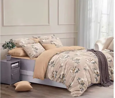 100% Egyptian Cotton Feel Bed Set With 2 Pillowcases  Fitted Sheet~ Duvet Cover • £23.99