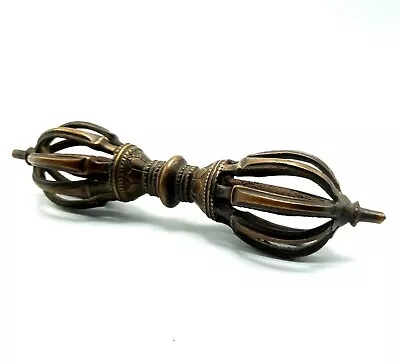$96 • Buy 8  Oxidized Dorje Vajra Pestle Finish Buddhist Vintage Brass Tibetan Nepal Décor
