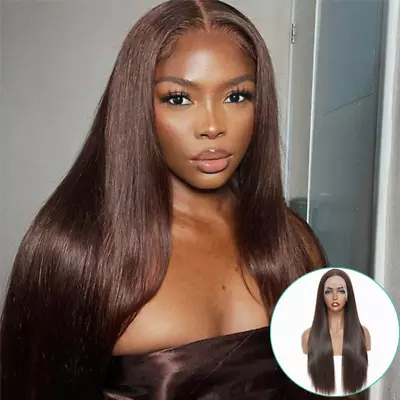 Brown Lace Front Wigs 13x4 Body Wave Synthetic Glueless Heat Resistant Fiber • $33.23
