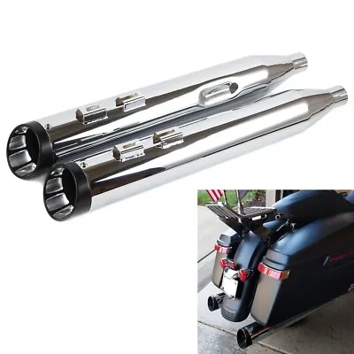 SHARKROAD Exhaust 4  Slip On Mufflers For Harley Touring 95-16 Electra Glide • $239.99