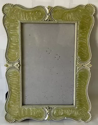 GREEN Marbled Beaded Jeweled EDWARDIAN Art Deco Style 6 X8  Picture Frame REPRO • $21.24