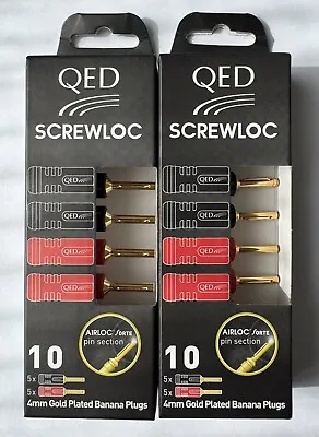 QED QE1885 SCREWLOC ABS 24k Gold Plated 4mm Banana Plugs (Pack Of 16) • $89