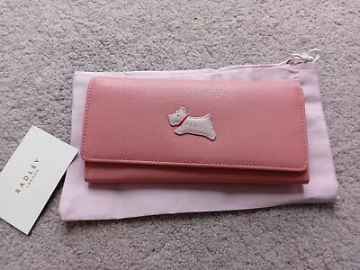 £16 • Buy Radley Respects BNWT Large Flapover Matinee Dark Pink Purse With Dustbag