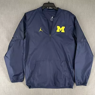 Jordan Michigan Wolverines Men's Small Nike 1/4 Zip Navy Pullover Jacket Vented • $24.87