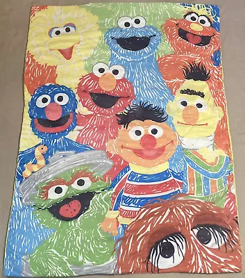 SESAME STREET Toddler Bed Comforter Bert Ernie Big Bird Cookie Oscar Elmo Snuff • $17.95