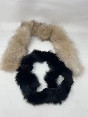 NATURAL GENUINE RABBIT SKIN Hide Fur Pelt Piece Crafts Beige Black - 2 Pieces • $18.99