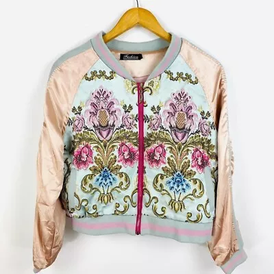 Beautiful Tapestry Embroidered Varsity Souvenir Bomber Baseball Jacket Size 8 • £10