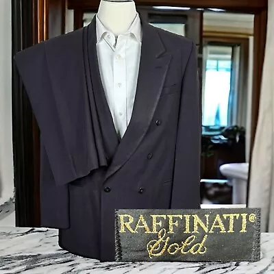 Raffinati 2 Piece Suit Mens 42R 34x32 Dark Purple Double Breasted • $110