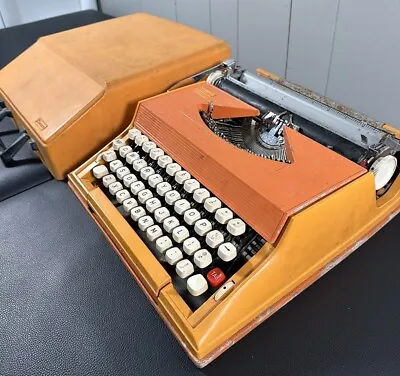 Vintage Sears Chevron Portable Typewriter Orange Litton 1970 Era Hard Case • $99.98