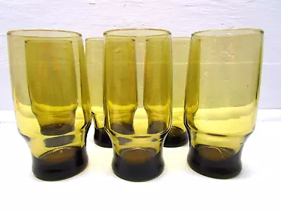 Tumblers 5.5  By Libbey Tawny Brown Glasses Barware Mid Century Modern Set Of 6 • $19.90