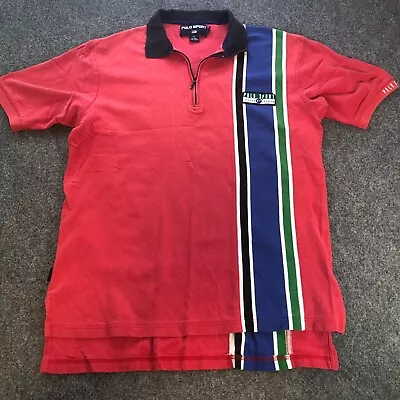 Polo Ralph Lauren Sport Shirt Mens Large Red Vintage Zip Colorblock 90s Y2K • $24.88
