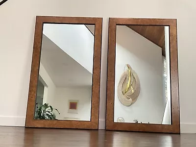Mid Century Modern Pair Of Burl Wood Mirrors By John Widdicomb • $2500