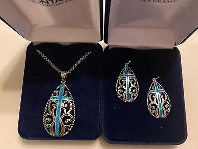 Montana Silversmiths Filigree Water Lights Cross Necklace And Earring Set • $30