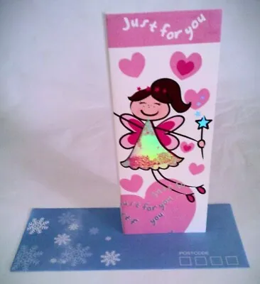 Pink Slim Christmas Card Fairy With Printed Post Office Preferred Envelope. • $1