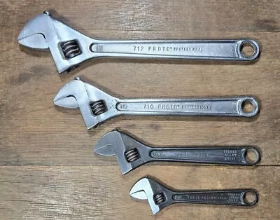 Vtg Tools CRESCENT WRENCH LOT 4 Adjustable WRENCHES PROTO 12  10  8  & 6  ! • $25