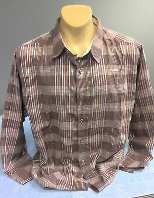 PJ Mark Brown Western Button Down Shirt Plaid Men's XXL • $12.99