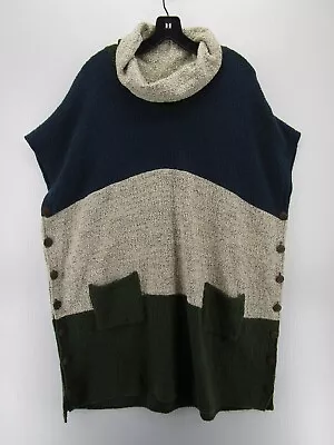 Margaret Winters Sweater Women One Size Blue Green Cape Colorblock Art To Wear * • $24.64