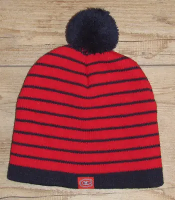 Montreal Canadiens NHL Striped Knit Cuffless Pom Winter Hat Cap Size Men's • $12.74