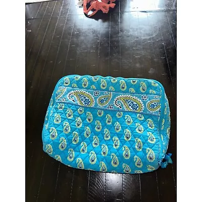 Vera Bradley Computer Laptop Portfolio Light Blue Green Paisley ~ Outside Pocket • $12