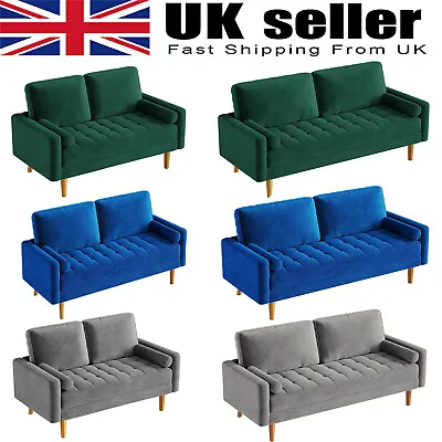 2/3 Seater Velvet Sofa With 2 Pillows Modern Couch Love Seat Settee Home Office • £209.90