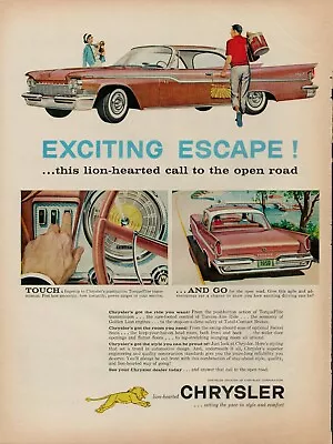 1959 Car Auto Chrysler Coupe Sedan 1950s Vintage Print Ad Picnic Basket Drive • $9.93